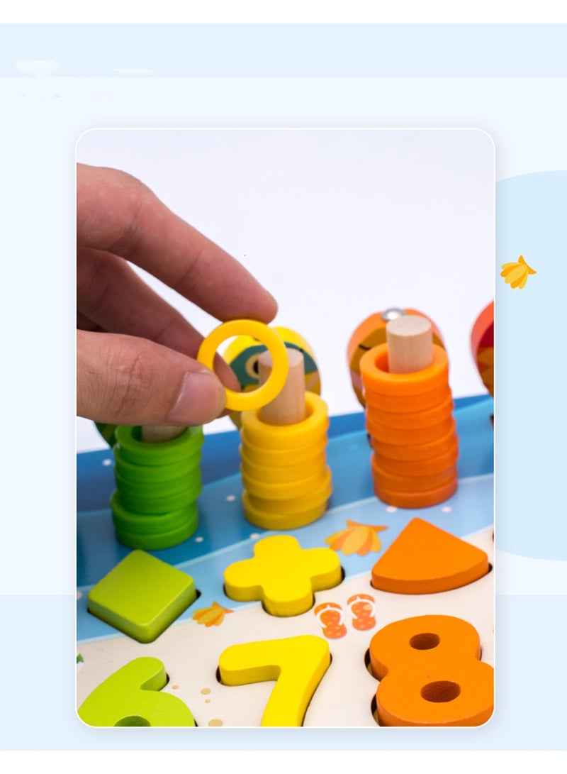 مجموعة أشكال الأرقام الخشبية للرياضيات والفرز والعد مع لغز الصيد ألعاب المهارات الحركية الدقيقة لعمر 3 4 5 سنوات ألعاب تعليمية لمرحلة ما قبل المدرسة - Image 5